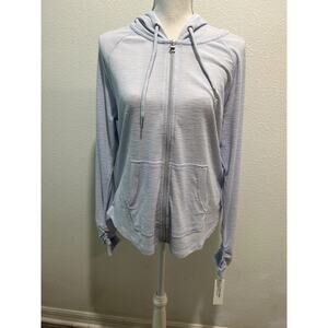 Calvin Klein Performance Women's Ruched-Sleeve Zip Hoodie – XL, Light Blue, New